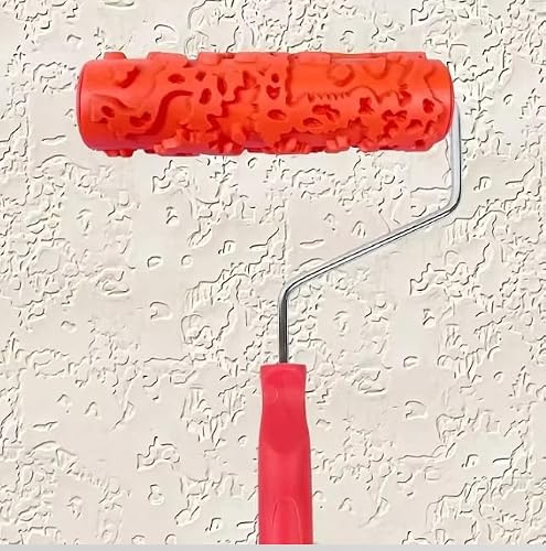 Orange Red Wood Grain Painting Roller, 005 Textured Art Paint Tool, 7.0 x 1.8 x 12.2 in Plastic Roller for DIY Wall Decor, Home Renovation, Distinct Paint Effects