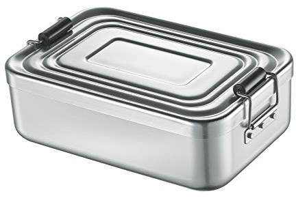 KÜCHENPROFI Lunchbox klein, Aluminium mit Silikondichtung, 18x12x5,5 cm | Verstellbarer Unterteiler, auslaufsicherer Deckel mit Silikondichtung, Pflegehinweise inklusive beigefügt