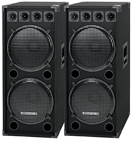 McGrey 2x DJ-2522 Cassa PA DJ a 2 Livelli 2x 38cm (15“) Subwoofer 1500W (Coppia, Passiva, Sistema 2 Vie, Cassa in Legno)