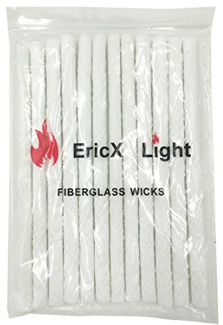 EricX Light Long Life Fiberglass Replacement Wicks for Tiki Torch - 12 Piece - 0.5 by 9.85 Inch
