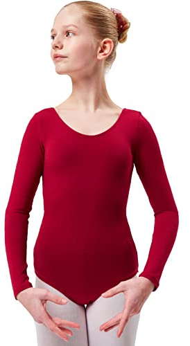 tanzmuster Ballettanzug Mädchen Langarm - Lilly - (Größe 92-170) aus Baumwolle, Ballettbody Kinder Ballett Trikot