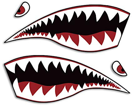 2x Shark Hai Mund Augen Aufkleber Auto Motorrad Helm Tuning Design Wetterfest