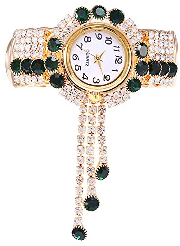CdyBox Wholesale Women Quartz Watches Alloy Steel Tassel Bracelet Fashion Ladies Bangle Wristwatch Great Gifts (Green)