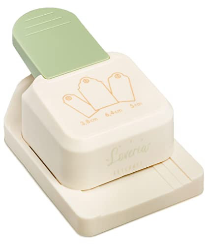 Loveria Etiketten Stanzer Anhänger Rund - 3 Größen: 3,8cm, 5cm und 6,4cm | Eckenabrunder zum Basteln, stanzt Papier und Karton bis zu 250 g/m² | für Geschenkanhänger, Scrapbooking