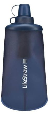 LifeStraw Peak Series - Faltbare Trinkflasche mit Wasserfilter 650ml für Trailrunning, Weitwandern, Reisen, Radfahren und Angeln, BPA-frei, Mountain Blue (blau)