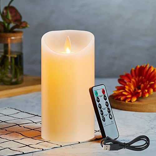 Velas LED Recargable, Velas LED, USB Velas, Velas Parpadeante Sin Llama, Con Mando a Distancia, Vela LED Efecto Llama Temporizador, Con y Regulable, Para Dormitorio Comedor Fiesta-15cm Blanco Cálido