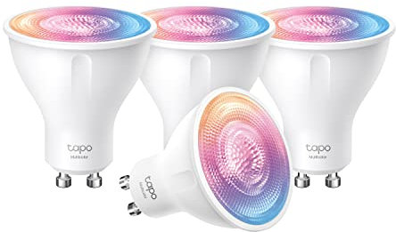 Tapo smarte WLAN Glühbirne GU10 L630 4pcs, Energie sparen, 3.5 W Entspricht 50W, dimmbare Lampe, kompatibel mit Alexa,Google Assistant, Weiss, Mehrfarbrige (4-Pack)