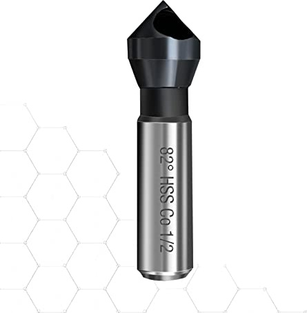 Countersink Drill Bit, TiAlN Coated M35 Cobalt 82 Degree Point Angle, 3/8 Round Shank, 1/2 Body Diameter Counter Sinker Drill Bits for Metal Wood Copper Plastic Resin