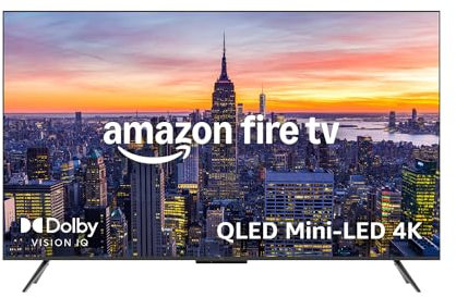 Amazon Fire TV 75 Omni Mini-LED series, QLED 4K UHD smart TV, Dolby Vision IQ, HDR 10+ Adaptive, 144 Hz gaming mode, hands-free with Alexa, Dolby Atmos, 2024 release