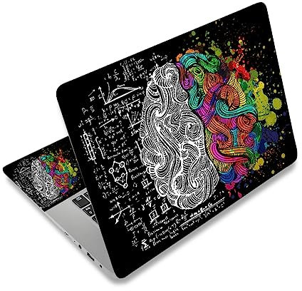 ToLuLu 12.1-15.6 inches Laptop Sticker Decal Cover, Personalized Laptop Netbook Skin Sticker Universal Reusable Art Notebook Protector Vinyl Skin Decal, Left & Right Brain
