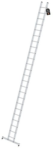 PROREGAL Sprossen-Anlegeleiter mit nivello®-Traverse | 24-Sprossen | Leiter, Teleskopleiter, Trittleiter, Bockleiter, Sprossen-Doppelleiter