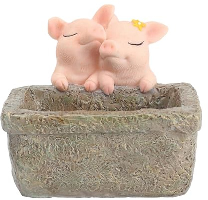 ESTINTENG Kreativer und lustiger Pastoral-Schwein-Blumentopf aus Kunstharz, fleischiger Blumentopf, Balkon, Gartendekoration, Bonsai, Desktop und Potting-Couple Pig