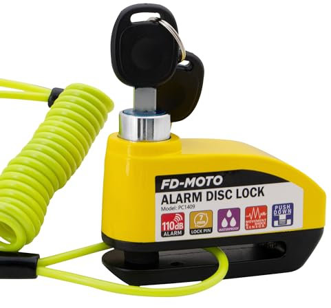 FD-MOTO Alarm Disc Lock & Reminder Cable Black/Yellow