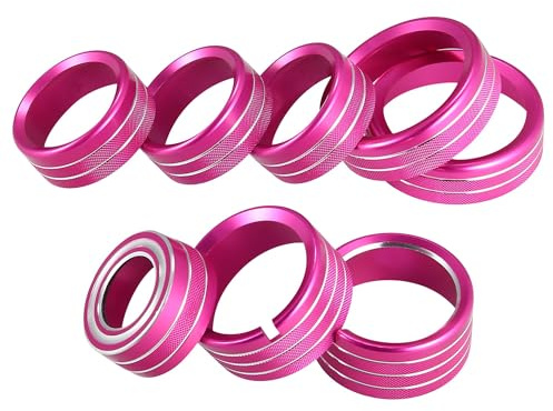Unifizz 8Pcs Pink Aluminum Alloy AC Radio Switch Knob Cover Air Conditioner Switch Decor Compatible with Chevy Silverado 2014-2018 with GMC Sierra 2014-2018