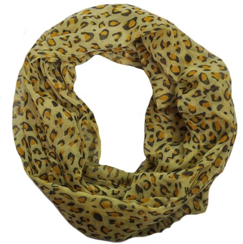 Generisch Loop Schal Halstuch Schals Rundschal Schlauchschal Loopschal Tücher Damenschal Leo Leopard Muster Damen (A Leo Gelb)