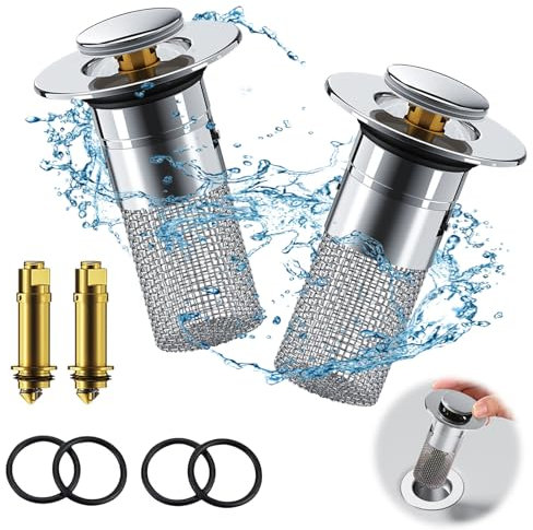 2 Stücke WaschbeckenstöPsel für 34-40mm Abfluss Ablauf, Abflussstopfen Waschbecken,Abflusssieb Abflussstopfen,Abflusssieb Dusche schnell ablaufend, Abflussstopfen für Aufsatzwaschbecken
