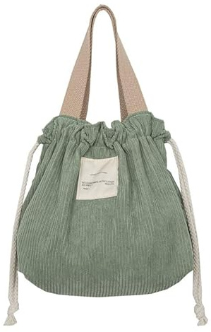 XINGNIAO Portable Drawstring Corduroy Bento Lunch Bag Japanese Style Bento Box Carrier