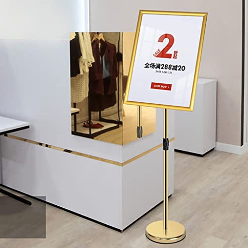 OLSKFUH Plakatständer, Bodenständer, tragbarer KT-Board-Displayständer, geeignet für Hotels, Hochzeiten, Gold-A2