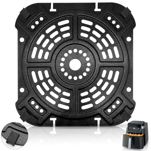 GWBSXM Air Fryer Grill Plate for Ninja AF181 Air Fryer Pro XL 6-in-1 6.5 QT, 8.5''×8.0'' Air Fryer Accessories Rack Tray Grill Pan Crisper Plate Replacement Parts with Rubber Bumpers