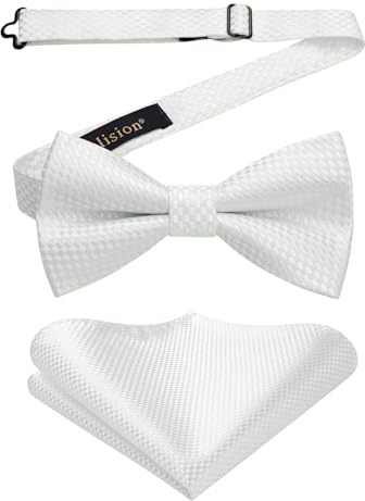 Enlision Herren Fliege mit Einstecktuch - Fliegen für Herren Hochzeit Vorgebunden Schleife Anzug Fliege und Taschentuch Set mit Geschenkbox