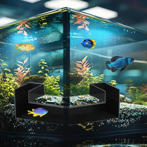 Trasylph Shrimp Cave Aquarium Tunnel, Aquarium Underground Tunnel Corner Aquarium Cave Fish Tank Decorations, Fish & Shrimp Hideout for Aquariums Decor(Color:Black)