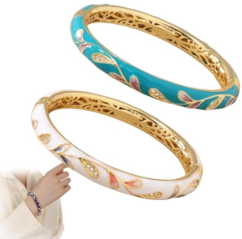 VNDUIFH 2 Stück Cloisonné-Emaille-Armband für lymphatische Magnettherapie, Magnettherapie-Pavé-Armband, Blutkreislauf und Lymphknoten freimachen (C)