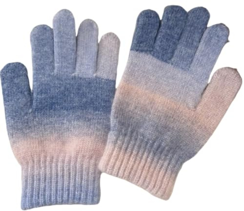 JINZIJINYU Damen Warme Winter Handschuhe Winddichte Fahrradhandschuhe Mit Farbverlauf Und Samthandschuhen Farbverlauf Blau Pink