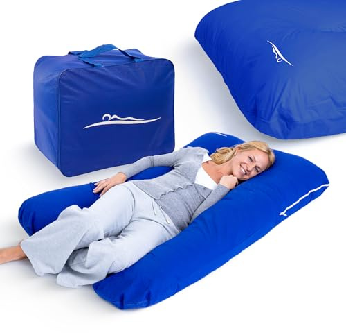 MKS sidosovkudde med överdrag | Komfortkudde (100 x 150 cm) | Sovkudde | sidosovkudde och form | Ergonomisk premium, kylande gosig kudde (bomull (standard)/blå)
