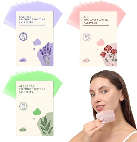 3 Stück Gesichts-Löschpapier Set, 300 PCS Blottpapier Für Fettige Hautpflege, Oil Control Paper, Blotting-Papiere, Natürliche Ölabsorbierende Blätter, Öl-Löschpapier, Wird bei fettiger Haut verwendet