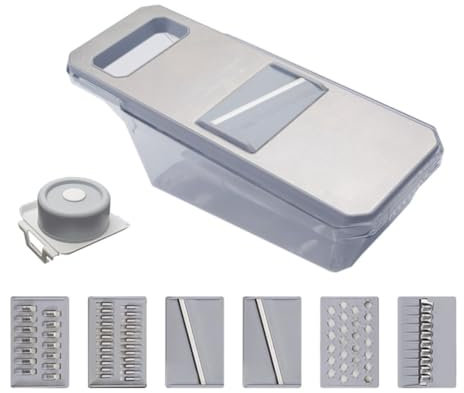 Fozriybefy Rebanador de Verduras Manual de Seguridad Multifuncional de Metal Rallador de Zanahorias Patata Gris