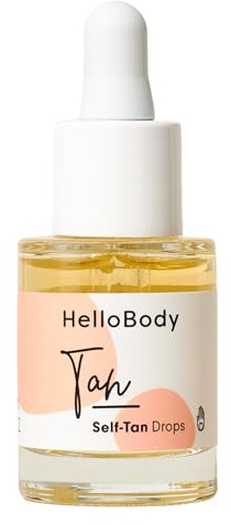HelloBody TAN Self Tan Drops – Résultat naturel sans traces – Autobronzant visage pour un hâle doux et uniforme – Gouttes autobronzantes visage de haute qualité et longue durée