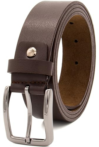 jazzylab Moderner Herren Ledergürtel – 35 mm – Bundweite 100cm / Gesamtlänge 115cm - Braun
