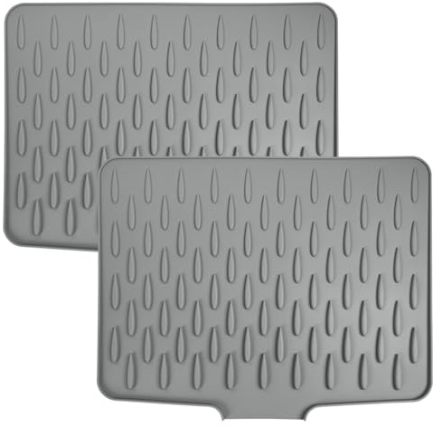 2 alfombrillas de silicona para escurrir platos, para escurrir el agua y proteger encimeras (40 x 32,5 cm)