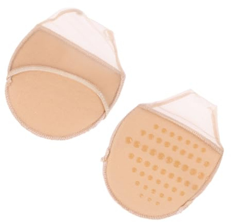 FRCOLOR 3 Pairs Open Toed Forefoot Cushions Khaki High Heel Pads Breathable Slip Gel Shoe Inserts for Ball of Foot Relief and Metatarsal Pressure Reduction