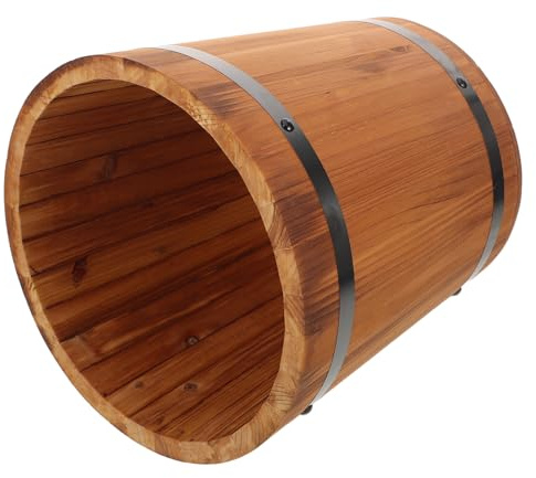 DIYEAH Seau à Riz Bois Naturel Distributeur Hermétique Multifonction pour Céréales Stockage Alimentaire Sûr et Décoration Rustique pour Cuisine et Maison