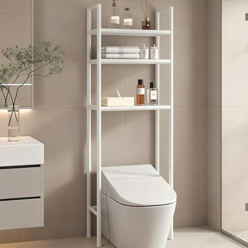 Smart Home Gadgets: estante de almacenamiento de 3 niveles de acero al carbono independiente organizador estante ahorra espacio gabinete de baño diseño estrecho para espacios pequeños