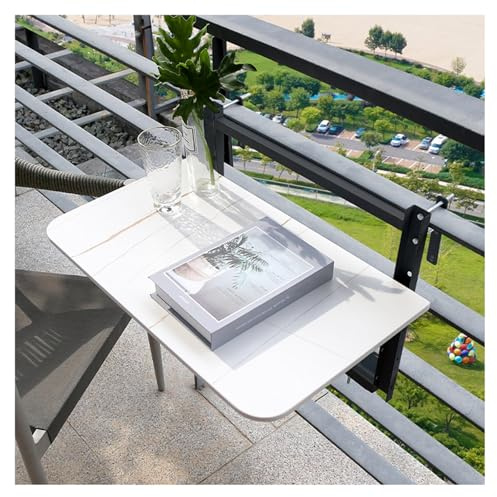 Tavolo da Balcone Pieghevole e Regolabile, Tavolo da Giardino Resistente alle intemperie, Tavolo Compatto sospeso per Uso Esterno, 100x35 cm (39,4x13,8 Pollici), Design salvaspazio