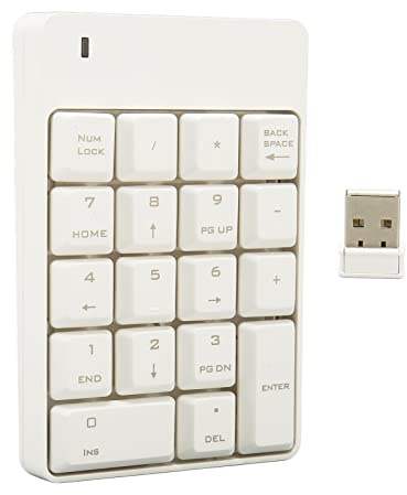 SALALIS SK 51AG Tastierino Numerico, Tastierino Numerico USB Wireless 18 Tasti 2.4G con Design a Basso Rumore, per Laptop Desktop 2000 OS X Vista 7 (Bianca)