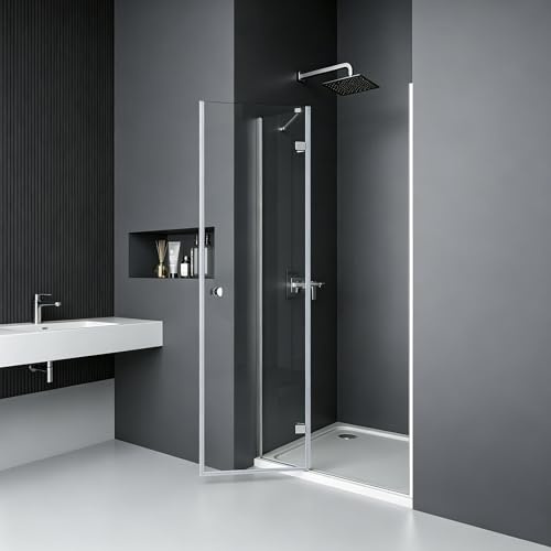 BOOSLOON Duschtür 120x183 cm Nischentür Duschabtrennung Pendeltür Drehtür Schwingtür Dusche Duschwand Glas Duschtrennwand Nischendrehtür – 6 mm ESG-Glas