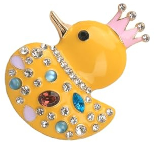 Broche de canard ornée de cristaux et de couronnes, accessoire de revers d ' animal léger, accessoires de vêtements à la mode, broche en diamant