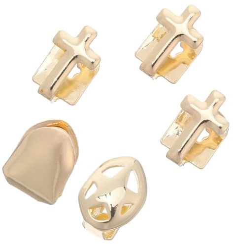 SEWACC Hip Hop Zahnschmuck Grills für Männer und Frauen aus Kupfer in Gold mit Kreuzdesign Bequemer Sitz und Langanhaltender Glanz für Halloween Cosplay und Streetwear