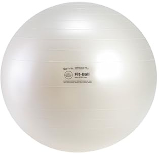 GYMNIC Fit-Ball 65 BRQ Ballon de Fitness Ø 65 cm, Blanc Perle, modèle Original pour l'entraînement et la rééducation en Gymnastique, résistant à l'éclatement