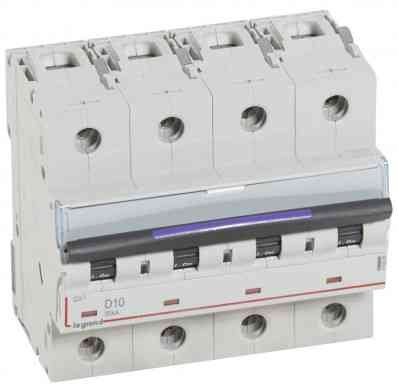 Disjoncteur DX³ 50kA - 4P 400V~ - 10A - courbe D - 6 modules