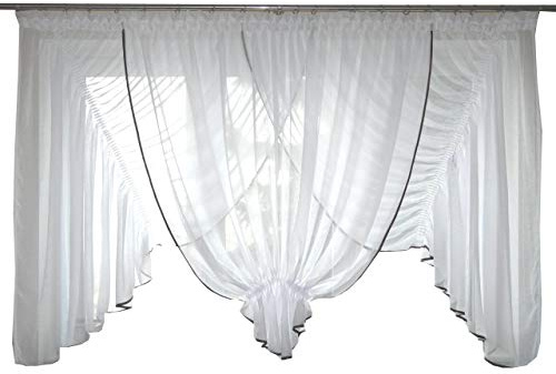 TOP Fertig-Gardine aus Voile NEU Top Design Set Schöne Küche-Gardine mit Kräuselband AG13 Modern