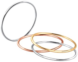 Elli Damen Echtschmuck Ring Set Stacking-Rings Tricolor in 925 Sterling Silber vergoldet