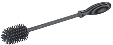 WENKO Spazzola per piatti in silicone, spazzola lavapiatti di qualità con testa piccola, ideale per bicchieri e tazze, non graffia le stoviglie, in silicone durevole, Ø 3,5 x 25 cm, grigio