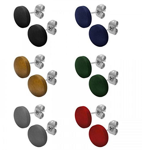 Soul-Cats 1 Paar runde Holzohrstecker Ø 1 cm in verschiedenen Farben mit Edelstahlstift