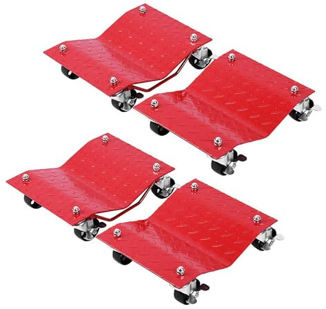 VIVOHOME Wheel Dolly Set of 4 Capacity 2720kg Steel Car Mover with Swivel Wheels and Antiskid Roller Panels Trucks Positioning Trolley for Garage Auto Maintenance Transport