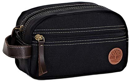 Timberland Men's Toiletry Bag Canvas Travel Kit Organizer, black, One Size