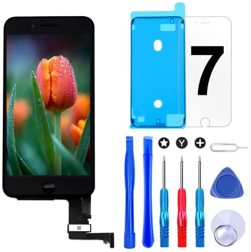 Brinonac Display per iPhone 7 Schermo Nero 4,7 Pollici LCD Touch Screen Frame Vetro Schermo Kit Smontaggio Trasformazione Completo di Ricambio Utensili Inclusi